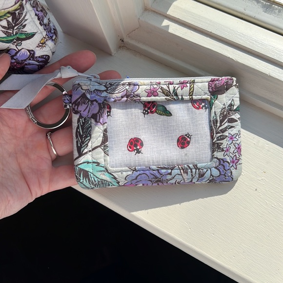 VERA BRADLEY LRG QUILTED CROSSBODY BAG PURSE IN PURPLE FLORAL LADY BUG PATTERN - Picture 11 of 15